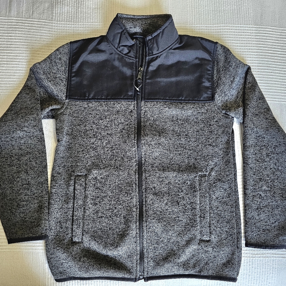 Boys Gray and Black Sweater Knit Jacket Size XL (14)